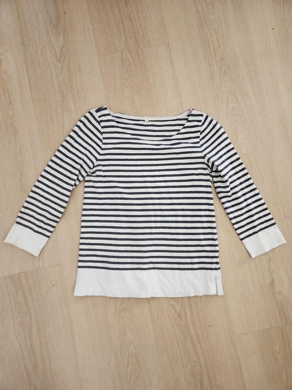 J. Crew Gray and White Striped Tee